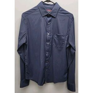 UNTUCKit Men's Small Slim Fit Navy Blue Long Sleeve Nylon Button Down